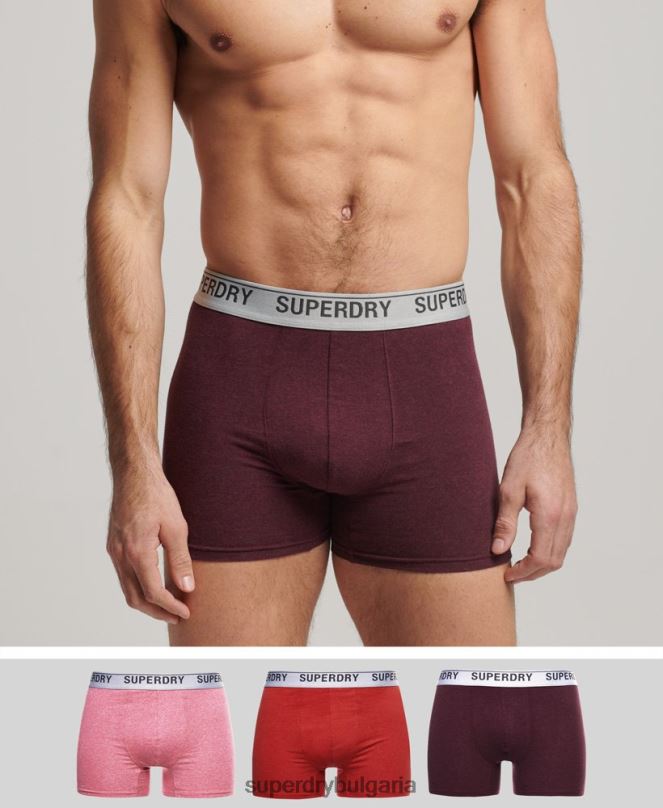 Superdry облекло N00H1614 червен мъже Боксери от органичен памук троен пакет