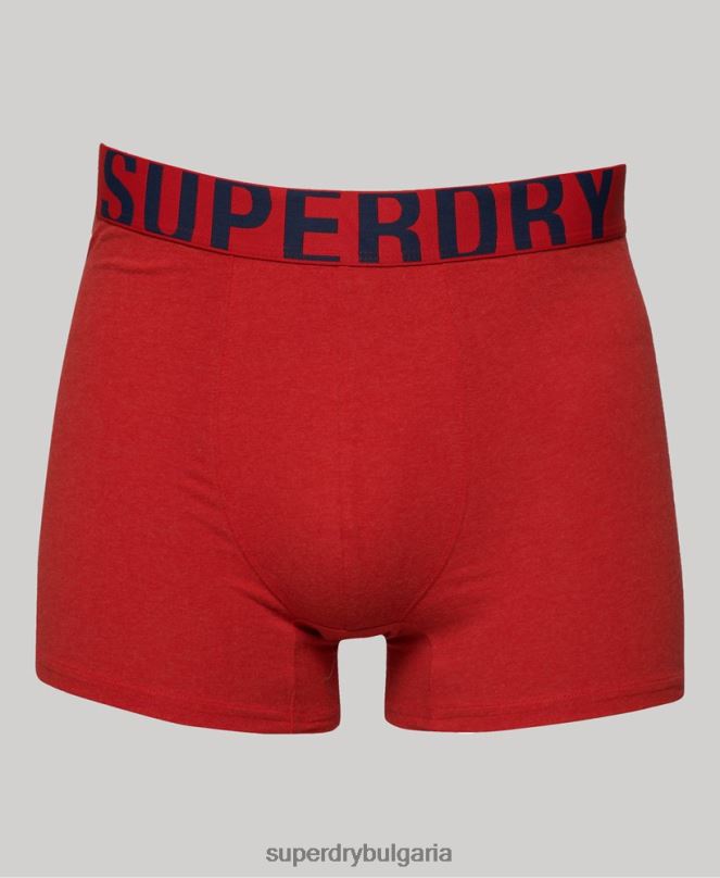 Superdry облекло N00H1621 военноморски флот мъже Двойна опаковка боксерки от органичен памук с двойно лого