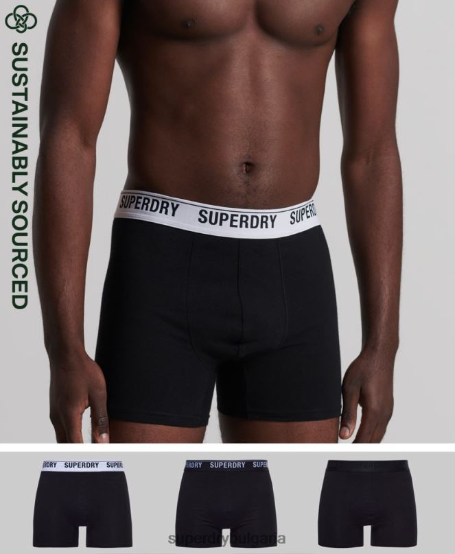 Superdry облекло N00H1622 черен мъже Боксери от органичен памук троен пакет