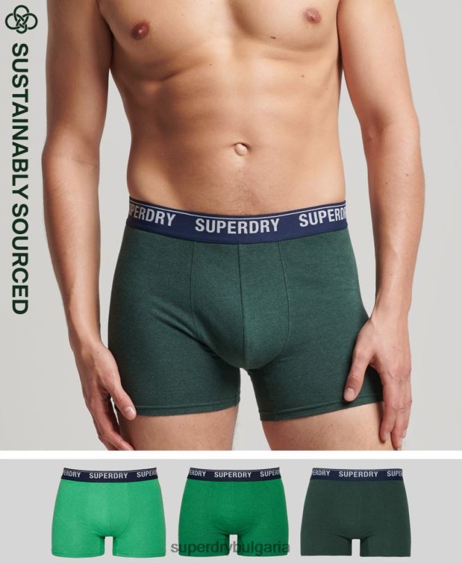 Superdry облекло N00H1628 зелено мъже органичен памук боксьор мулти троен пакет