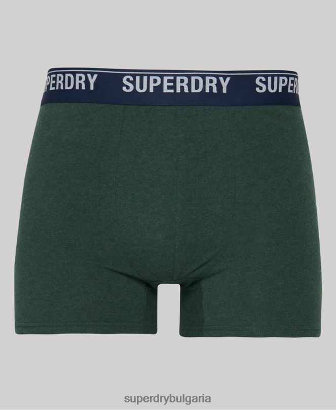 Superdry облекло N00H1628 зелено мъже органичен памук боксьор мулти троен пакет
