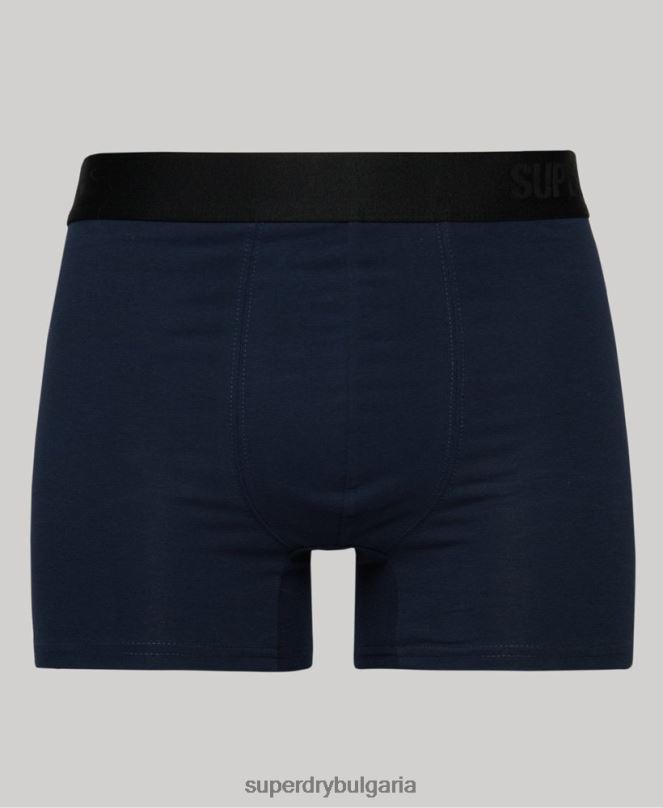 Superdry облекло N00H1636 военноморски флот мъже органичен памук офсет боксер двойна опаковка