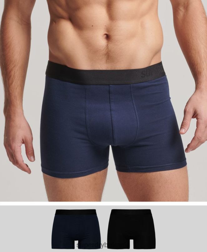 Superdry облекло N00H1637 черен мъже органичен памук офсет боксер двойна опаковка