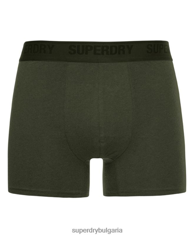 Superdry облекло N00H1663 зелено мъже Двойна опаковка боксерка от органичен памук