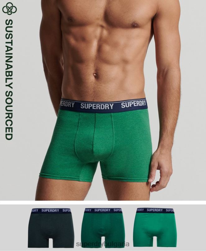 Superdry облекло N00H1667 зелено мъже Боксери от органичен памук троен пакет
