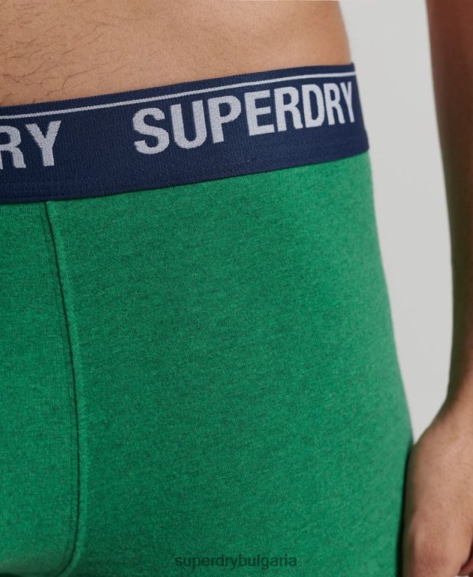 Superdry облекло N00H1667 зелено мъже Боксери от органичен памук троен пакет