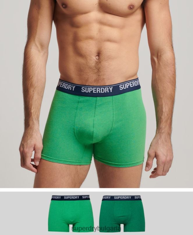 Superdry облекло N00H1706 зелено мъже Двойна опаковка боксерка от органичен памук