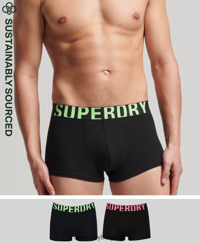 Superdry облекло N00H1742 черен мъже двойна опаковка с лого на багажника от органичен памук