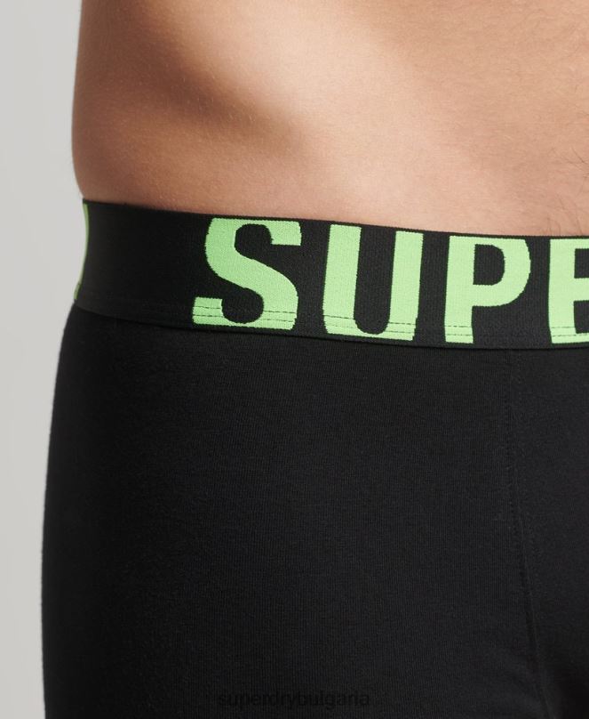 Superdry облекло N00H1742 черен мъже двойна опаковка с лого на багажника от органичен памук