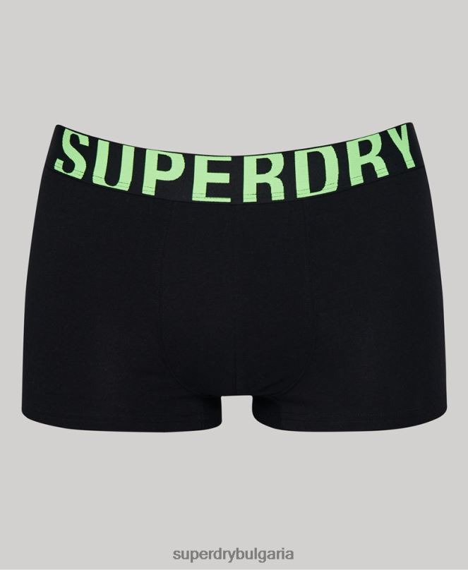 Superdry облекло N00H1742 черен мъже двойна опаковка с лого на багажника от органичен памук