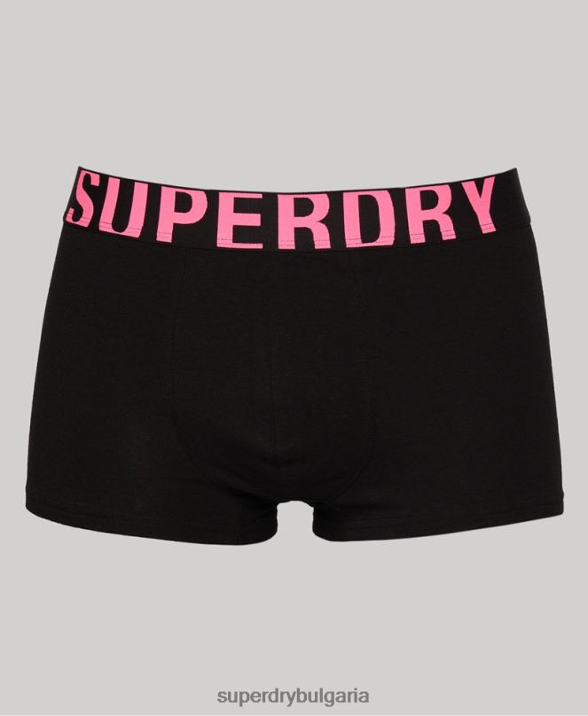 Superdry облекло N00H1742 черен мъже двойна опаковка с лого на багажника от органичен памук