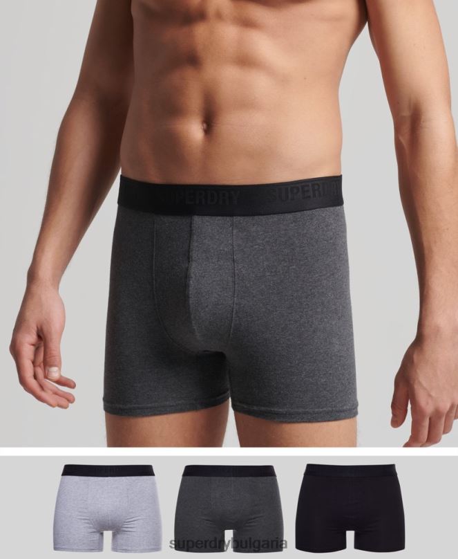 Superdry облекло N00H1744 сиво мъже Боксери от органичен памук троен пакет