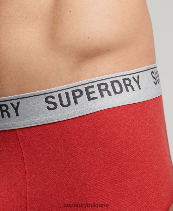 Superdry облекло N00H1751 червен мъже органичен памук багажник тройна опаковка