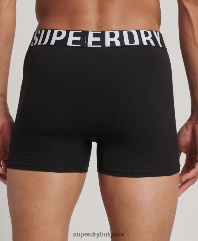 Superdry облекло N00H1758 черен мъже боксерка от органичен памук с двойно лого двойна опаковка