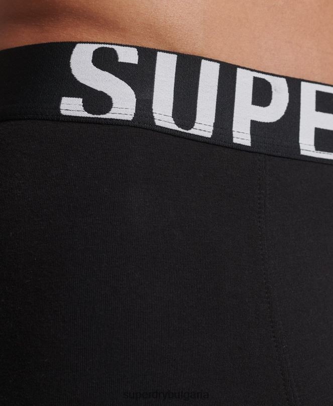 Superdry облекло N00H1758 черен мъже боксерка от органичен памук с двойно лого двойна опаковка