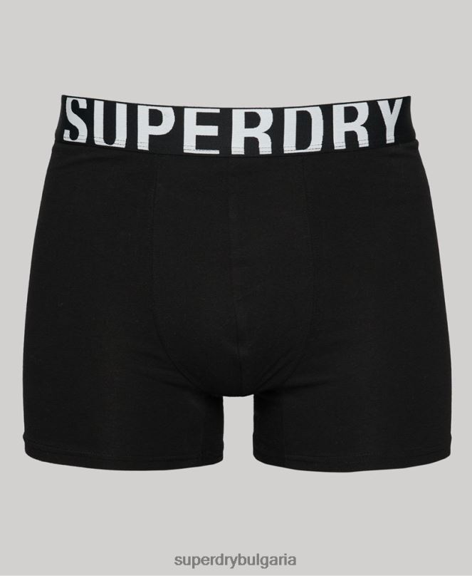 Superdry облекло N00H1758 черен мъже боксерка от органичен памук с двойно лого двойна опаковка