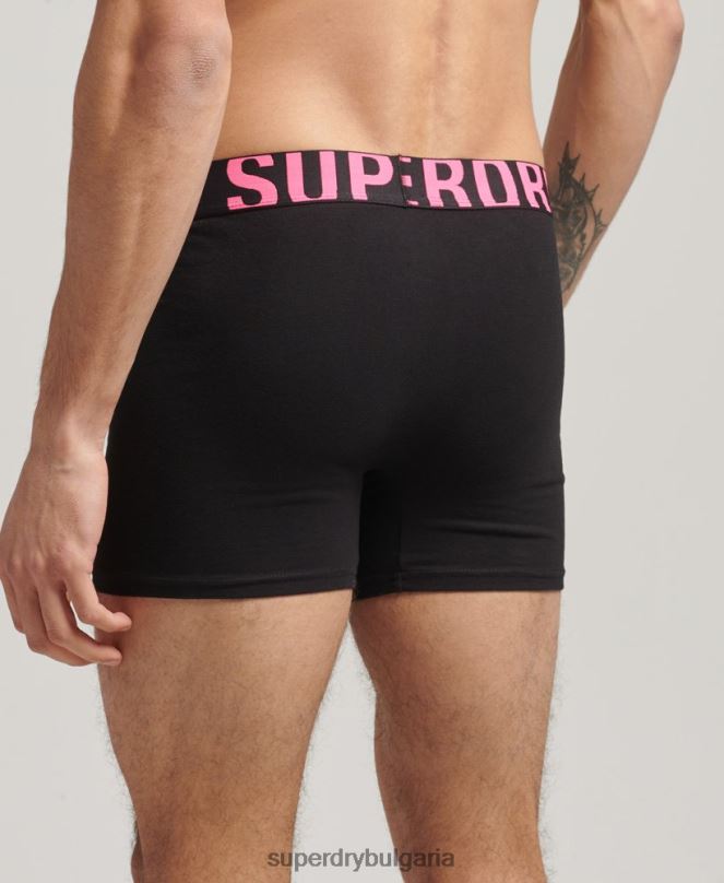 Superdry облекло N00H1761 черен мъже Двойна опаковка боксерки от органичен памук с двойно лого