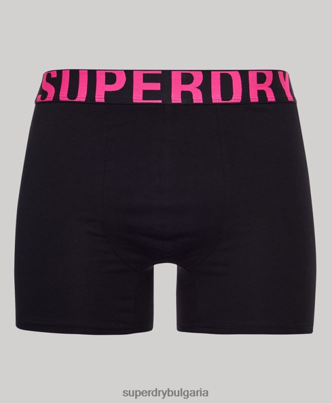 Superdry облекло N00H1761 черен мъже Двойна опаковка боксерки от органичен памук с двойно лого