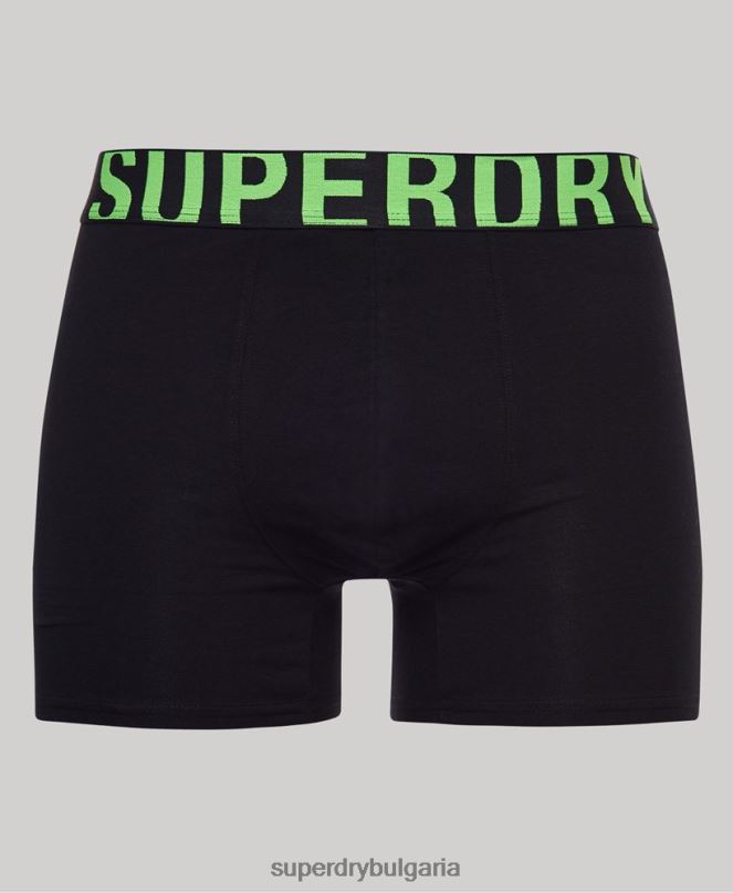 Superdry облекло N00H1761 черен мъже Двойна опаковка боксерки от органичен памук с двойно лого