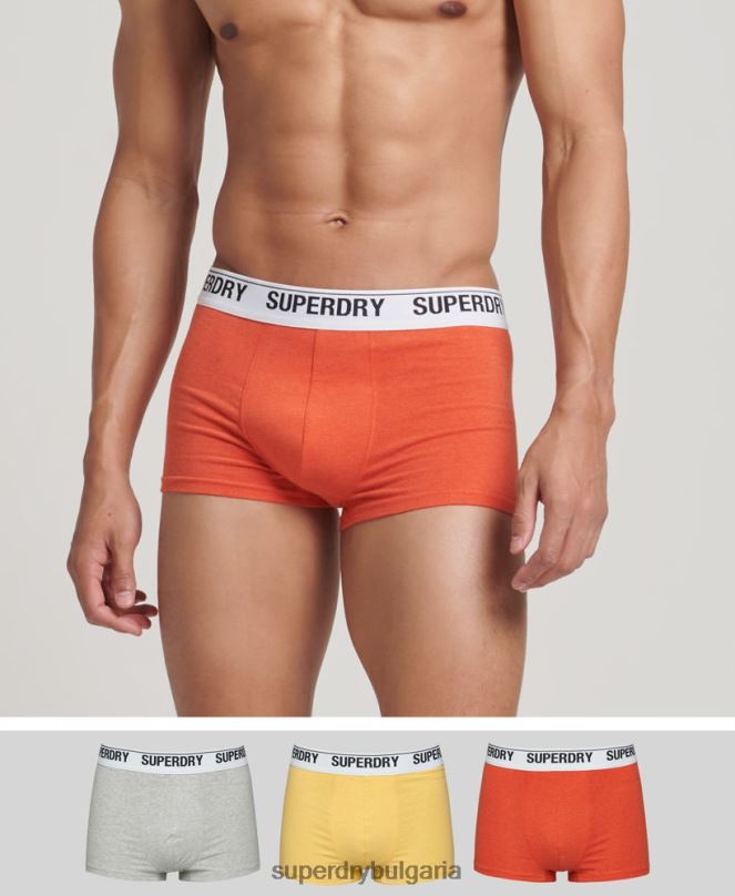 Superdry облекло N00H1767 оранжево мъже органичен памук багажник тройна опаковка
