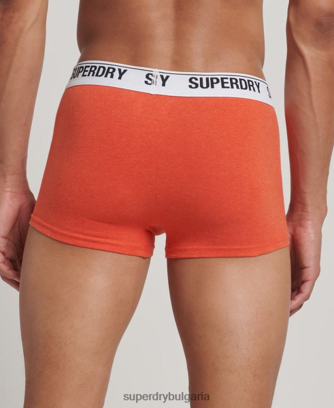 Superdry облекло N00H1767 оранжево мъже органичен памук багажник тройна опаковка