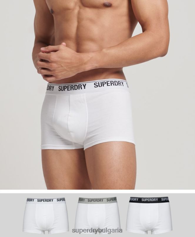 Superdry облекло N00H1769 бяло мъже органичен памук багажник тройна опаковка