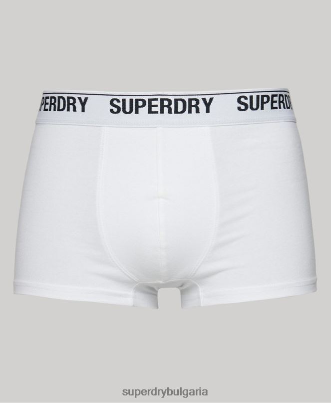 Superdry облекло N00H1769 бяло мъже органичен памук багажник тройна опаковка