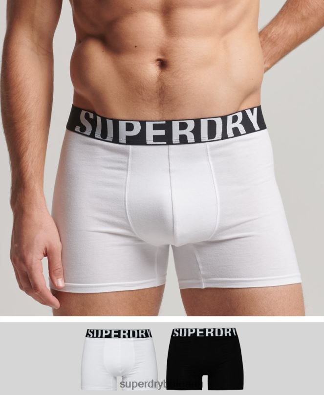 Superdry облекло N00H1770 черен мъже боксерка от органичен памук с двойно лого двойна опаковка