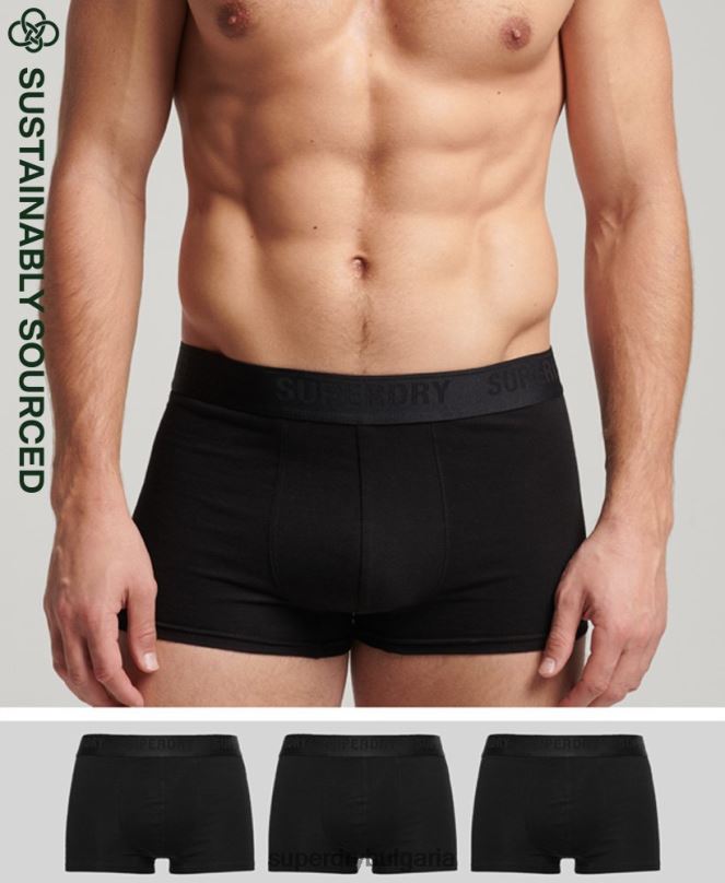 Superdry облекло N00H1772 черен мъже органичен памук багажник тройна опаковка