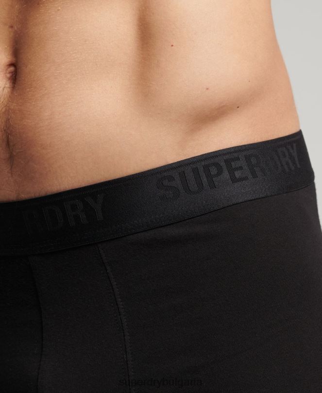 Superdry облекло N00H1772 черен мъже органичен памук багажник тройна опаковка