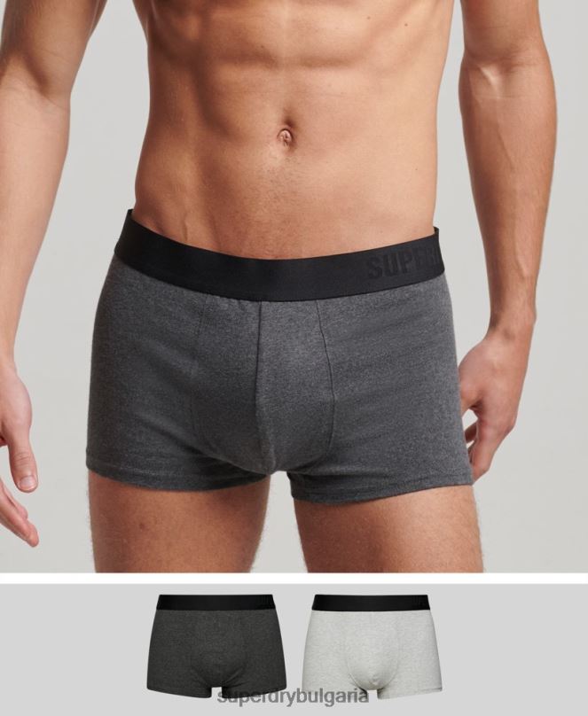Superdry облекло N00H1778 тъмно сив мъже офсетна двойна опаковка от органичен памук