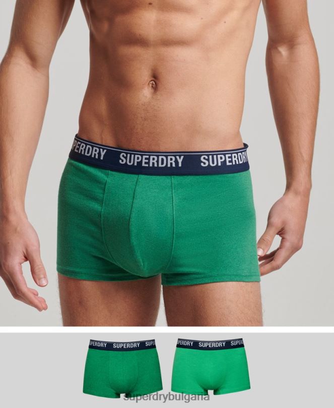 Superdry облекло N00H1779 зелено мъже органичен памук багажник мулти двойна опаковка