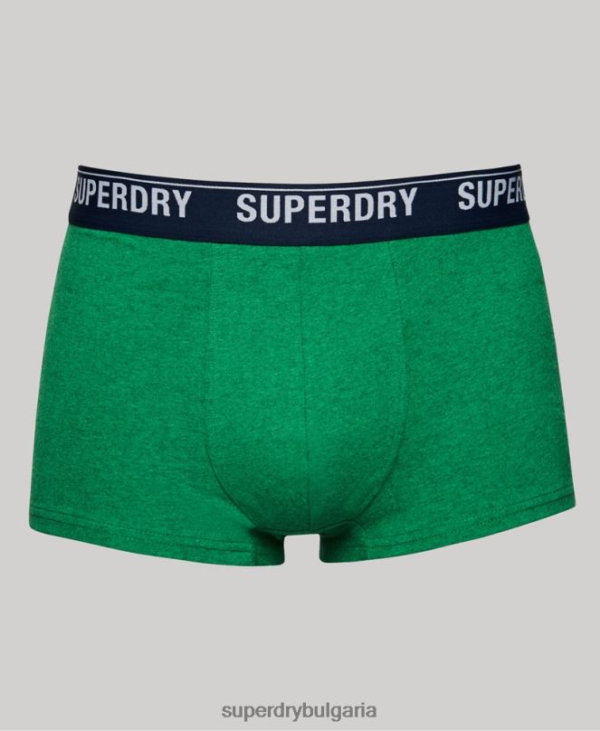 Superdry облекло N00H1779 зелено мъже органичен памук багажник мулти двойна опаковка