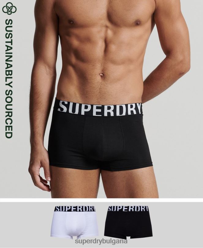 Superdry облекло N00H1780 черен мъже двойна опаковка с лого на багажника от органичен памук