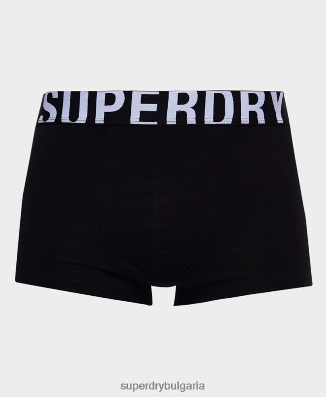 Superdry облекло N00H1780 черен мъже двойна опаковка с лого на багажника от органичен памук