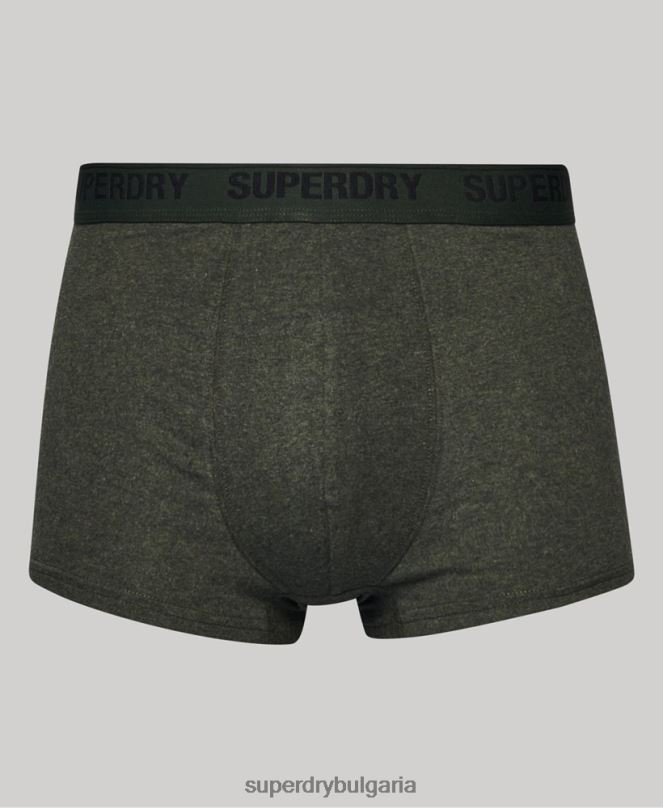 Superdry облекло N00H1781 зелено мъже органичен памук багажник мулти двойна опаковка