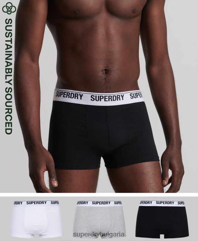 Superdry облекло N00H1787 черен мъже органичен памук багажник тройна опаковка