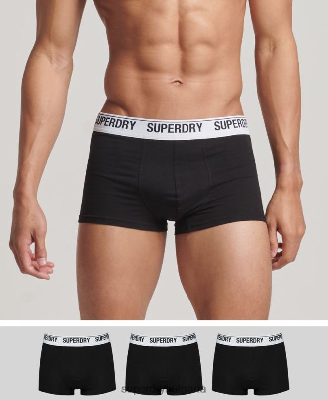 Superdry облекло N00H1788 черен мъже органичен памук багажник тройна опаковка