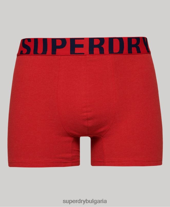 Superdry облекло N00H1794 военноморски флот мъже боксерка от органичен памук с двойно лого двойна опаковка