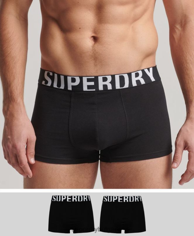 Superdry облекло N00H1795 черен мъже двойна опаковка с лого на багажника от органичен памук