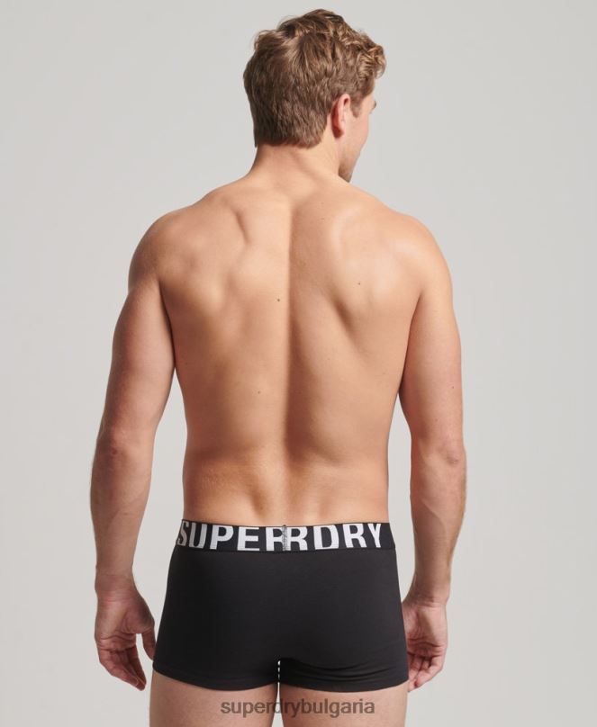 Superdry облекло N00H1795 черен мъже двойна опаковка с лого на багажника от органичен памук