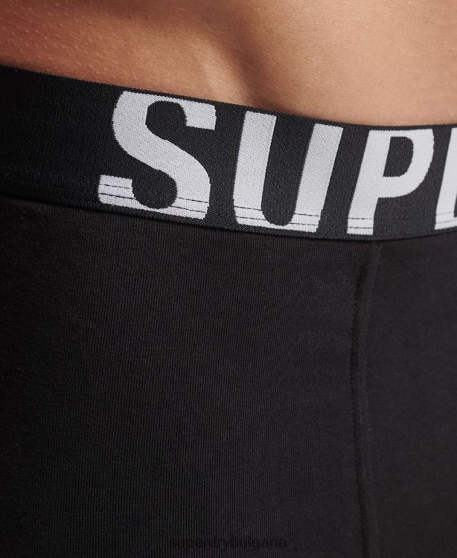 Superdry облекло N00H1795 черен мъже двойна опаковка с лого на багажника от органичен памук