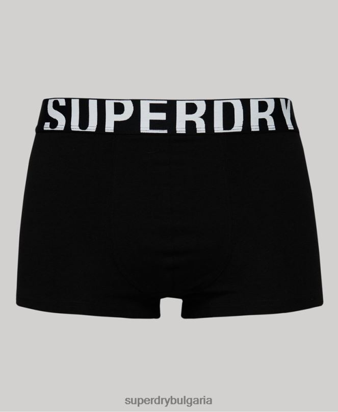 Superdry облекло N00H1795 черен мъже двойна опаковка с лого на багажника от органичен памук