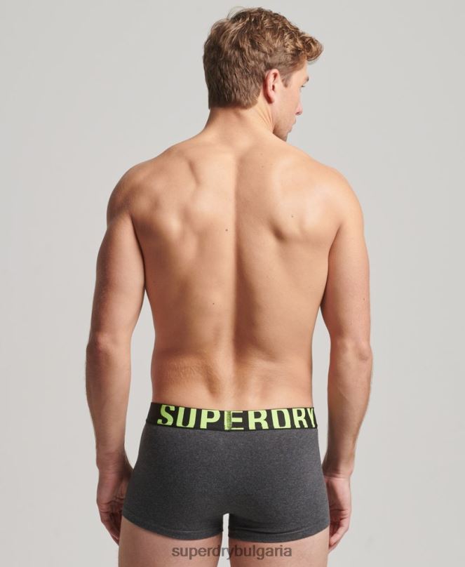Superdry облекло N00H1796 сиво мъже двойна опаковка с лого на багажника от органичен памук