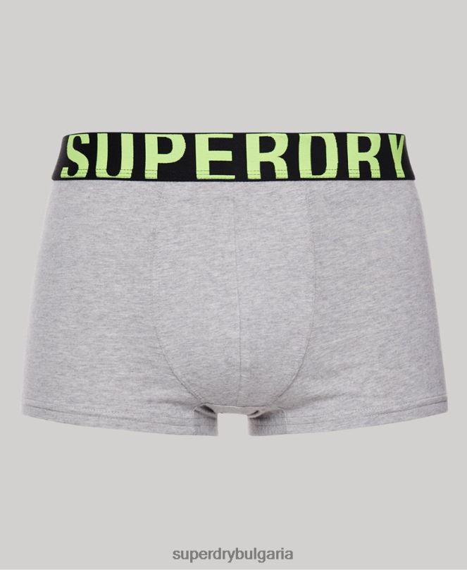 Superdry облекло N00H1796 сиво мъже двойна опаковка с лого на багажника от органичен памук