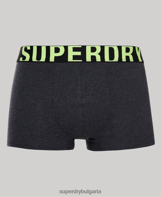 Superdry облекло N00H1796 сиво мъже двойна опаковка с лого на багажника от органичен памук