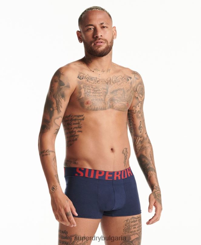 Superdry облекло N00H1797 военноморски флот мъже двойна опаковка с лого на багажника от органичен памук