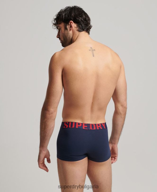 Superdry облекло N00H1797 военноморски флот мъже двойна опаковка с лого на багажника от органичен памук