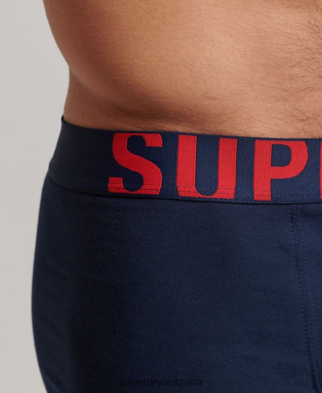 Superdry облекло N00H1797 военноморски флот мъже двойна опаковка с лого на багажника от органичен памук
