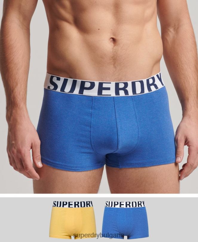 Superdry облекло N00H1798 син мъже двойна опаковка с лого на багажника от органичен памук